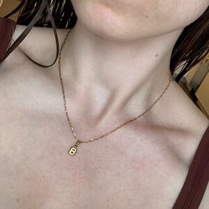 Gold stainless steel initial B necklace dainty letter B